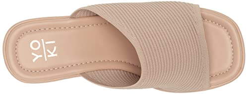 Yoki Dusky-04 Women's Chunky Knit Mule Wedge, Beige, 10 M Us #TOP4
