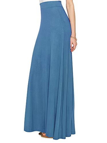 Women's Solid Maxi Skirt with Elastic Waist Band