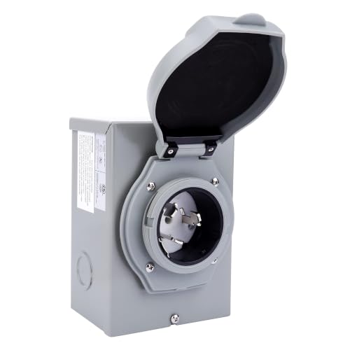 50 Amp Generator Inlet Box - NEMA SS2-50P Power – Waterproof Outlet - RV Outdoor/Indoor...