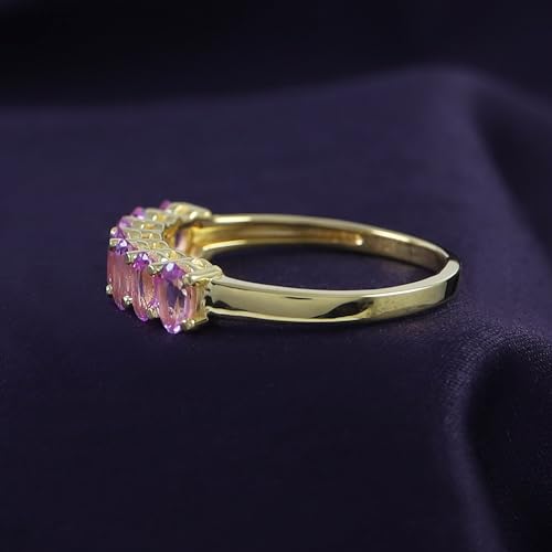 AFFY 1.75 Ct Oval Shape Simulated Pink Tourmaline Half Eternity Band Ring in 925 Sterling Silver4
