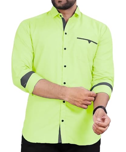 Image of CB-COLEBROOK Men's Regular Fit Solid Soft Touch Cotton Casual Shirt with Pocket Design with Spread Collar & Full Sleeves (Available in Plus Size)