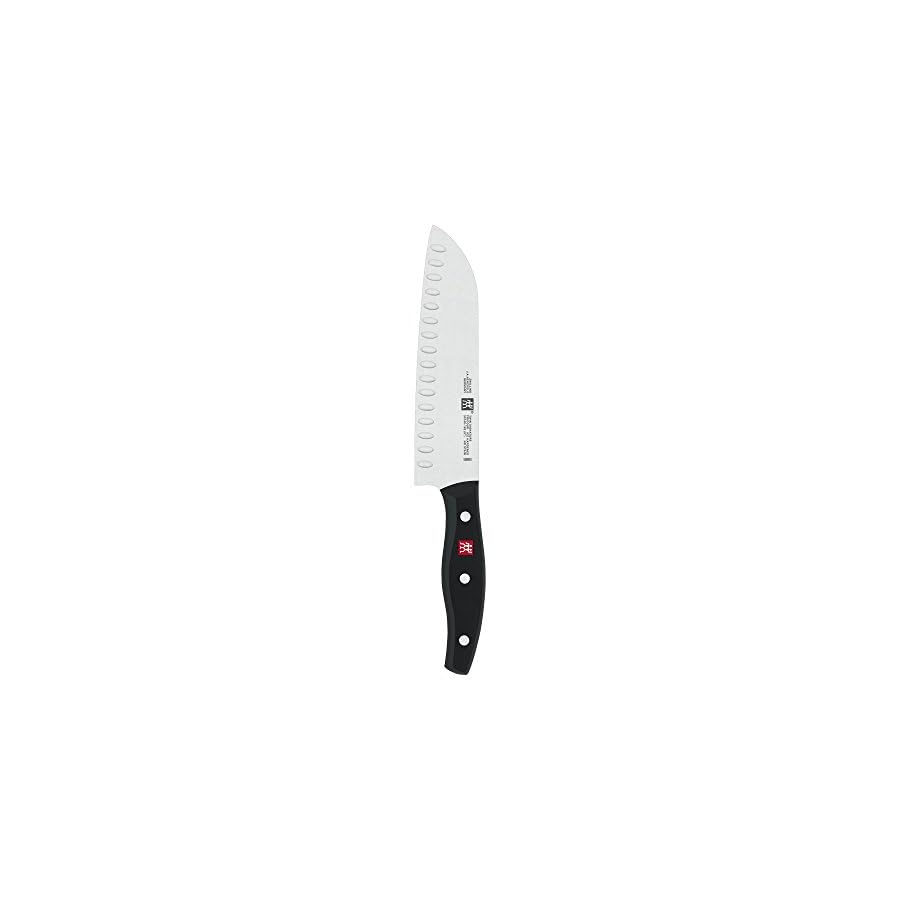 ZWILLING-TWIN-Signature-7-inch-Hollow-Edge-Santoku-Knife Zwilling J.A. Henckels Twin Signature Chinese Chef Knife, Santoku Knife 7 Inch,Stainless Steel, Black