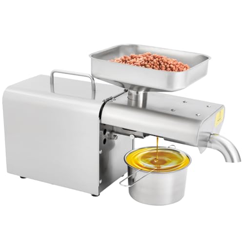 Prensa automática de aceite, máquina eléctrica de extracción en caliente y en frío, acero inoxidable, 750 W, control de temperatura, calefacción termostática, alta eficiencia de aceite, maní