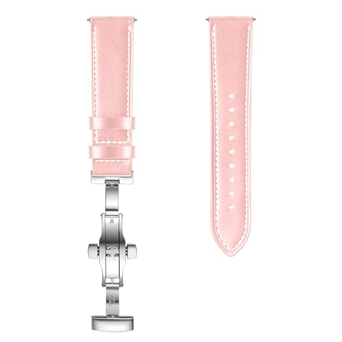 Image of ACM Watch Strap 20mm compatible with Compaq Q Watch Smartwatch | Luxury Leather Clasp Lock Belt Band