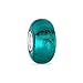 Translucide Solid Teal Blue Green Murano Iridescent Glass Charm Bead Pour Femmes Pour Adolescent .925 Sterling Silver Core Fits European Bracelet