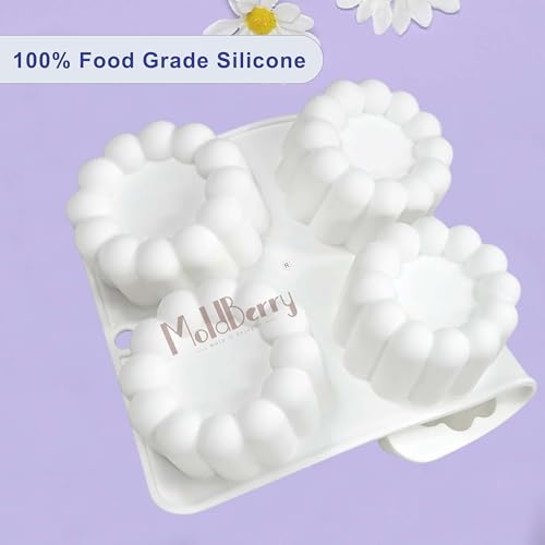 Image of MoldBerry 6 Cavity Round Silicone Mousse Cake Mold | Mini Dessert Ring Mold for Chocolate, Ice Cream, Pudding, Cheesecake & Pastry | Flexible Baking Mold | Pack 1 | Multicolor