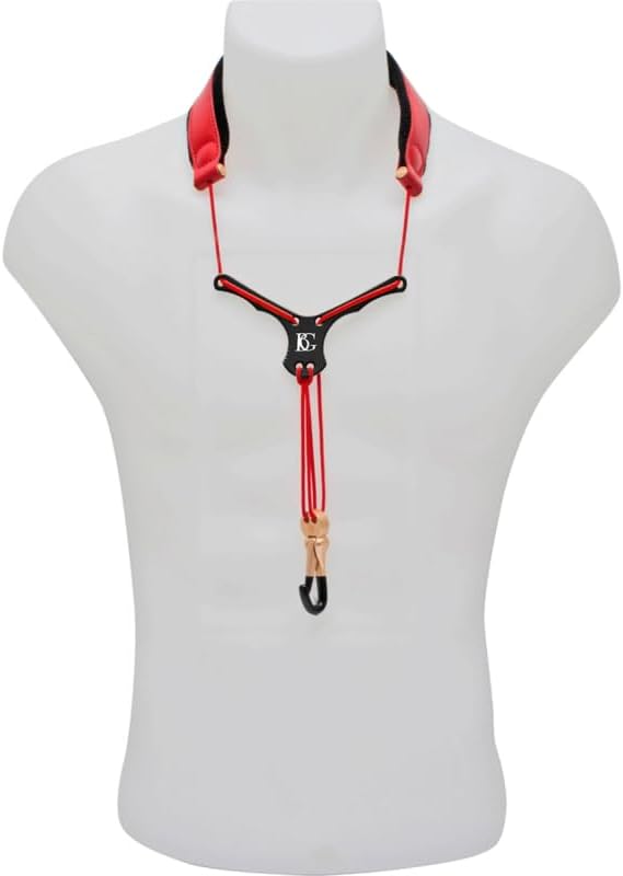 BG S29YBMSH Zen Leather Saxophone Neck Strap - Red