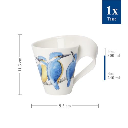Miniatura 9 de Villeroy Boch Newwave Caffè Taza De Café Colibrí, 300 Ml, Altura: 11 Cm, Porcelana Premium, Azul Colorido