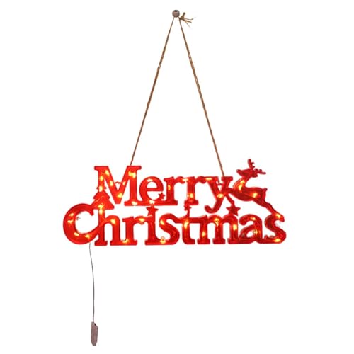 Cartel iluminado con texto en inglés «Frohe Weihnachten» – Luces LED alimentadas por pilas, luces de Navidad para exteriores, decoración de pared «Feliz Navidad», decoración de árbol de Navidad para