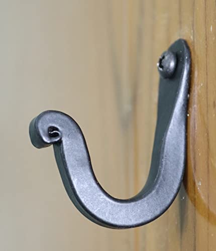 The Metal Magician Single Prong Wrought Iron Hooks, Vintage Hand Forged Iron Classic Hook Set – Rustic Curved Metal Fasteners – Decorative Colonial Wall Décor (Set Of 12 Nail Hook 1") #TOP6
