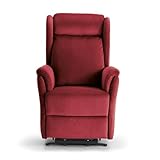  Poltrona Relax Elevabile a 2 Motori per Anziani con Ruote e Sitema di Alzapersona (Rosso)