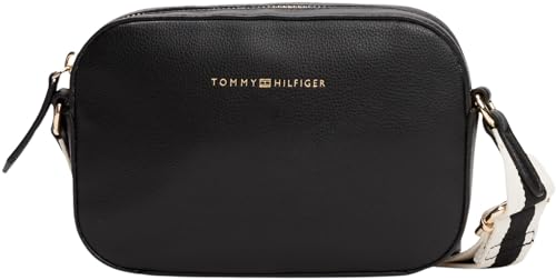 Tommy Hilfiger Bolso bandolera Mujer Logotape Camera Bag pequeño, Negro (Black), Talla Única