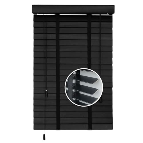 Wooden Grain Window Venetian Blind, Cordless for Windows...