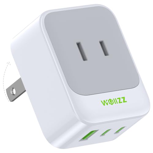 5-in-1 Wall Outlet Extender, Supports PD 30W/QC 18W Fast Charging, Multi Plug Foldable Wall Charger with 5 Ports 2 AC, 2 USB-C, 1 USB-A for MacBook Pro, Galaxy, Dell, iPhone 17/16, iPad Pro, and More