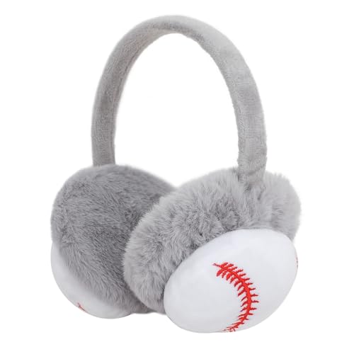 Image of JIAHG Boys Girls Cute Cartoon Football Winter Warm Earmuffs Soft Faux Fur Ear Warmers Kids Outdoor Thermal Plush Ear Muffs