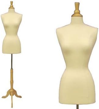 Miniatura 3 de (JF-F68W+BS-01NX) ROXYDISPLAY Female Body Form Size 6-8 with Tripod Natural Wood Base