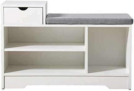 Farelves White Wooden Shoe Storage Bench Shoe Cupboard for Hallway Shoe Cabinet Organiser Space Saving Shoe Racks Cabinet (1 Drawer)