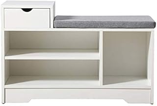 Farelves White Wooden Shoe Storage Bench Shoe Cupboard for Hallway Shoe Cabinet Organiser Space Saving Shoe Racks Cabinet (1 Drawer)