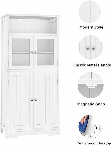 Irontar Bathroom Storage Cabinet, Freestanding Bathroom Cabinet With Open Shelf, Kitchen Pantry Cabinet With Doors For Living Room, Bathroom Floor Cabinet, 23.6 X 11.8 X 50.4 Inches, White Cwg007W #TOP6