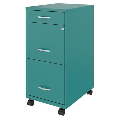 UrbanPro 3 Drawers 29.52" Vertical Turquoise Metal Filing Cabinet Lockable Pre-Assembled Movable Letter Size for Home, Office Cover