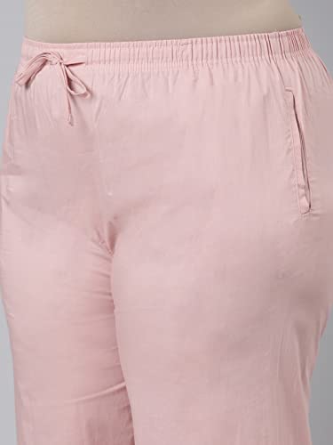 Image of GO COLORS Women Blue Stripe Cotton Wide Pants