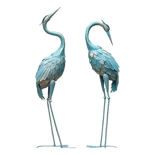 Estatua de Grulla Azul de Metal para Jardín 38.39 in