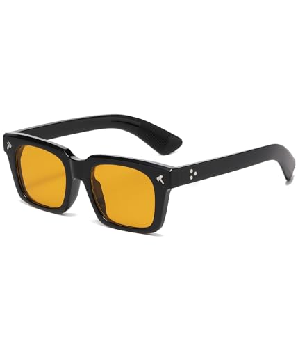Image of EYLRIM Trendy Square Sunglasses for Men Women Square Frame Sun Glasses with Hammer Shaped Rivet Design