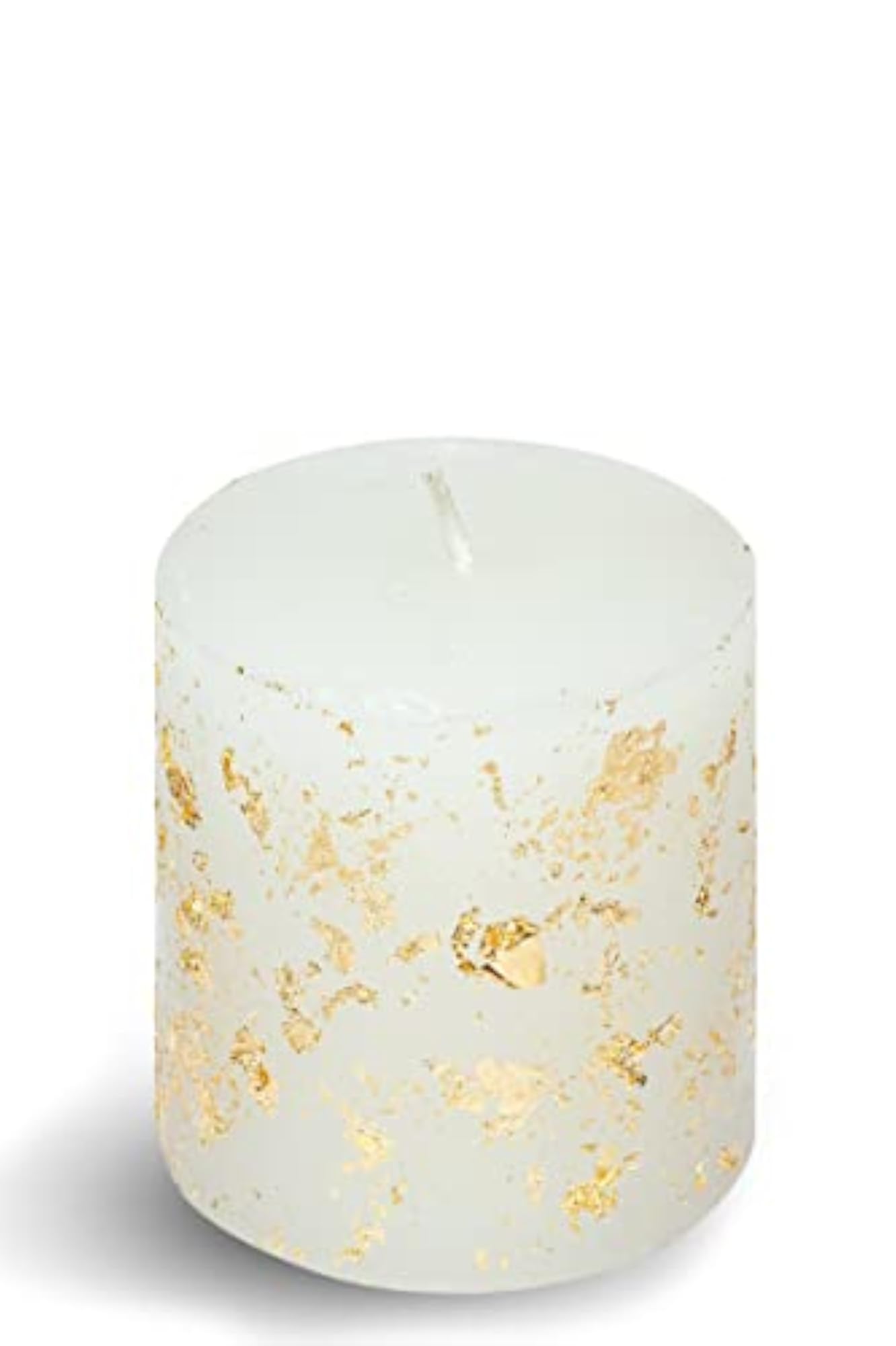 Gold Flake Pillar Candle for Celebrations