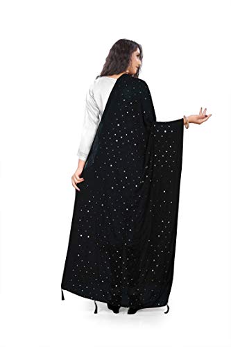 themilestocks Woman's Embroidered Chiffon Dupatta Scarf Shawl Wrap Soft Indian Bridal Wedding4