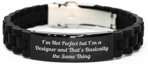 Designer Gift Ideas for Her, Funny Quote, Glide lock Clasp Jewelry, Christmas Unique Gifts from Women to Women, I'm Not Perfect But I'm A Designer And That's Basically The Same Thing image 4