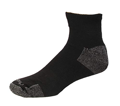 MediPeds NanoGLIDE Non-Binding Quarter Crew Socks, X-Large Mens 12-15, Black w/White, 4 Pair