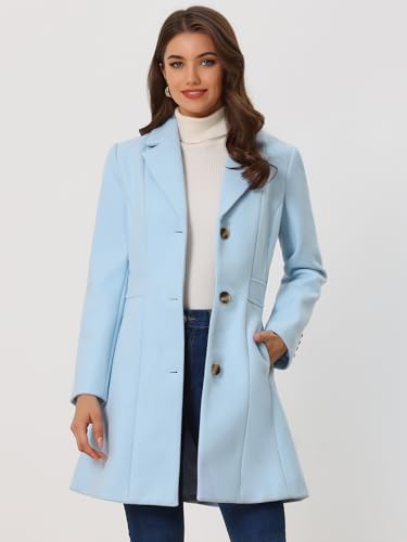 Image of Allegra K Womens Winter Elegant Pea Coat 2026 Single Breasted Long Overcoat | Notch Lapel Collar, Warm, Work Office Trench Coats,Outwear Outfit