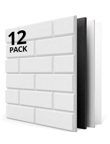 Image of Kuchoow Acoustic Soundproof MLV Wall Panels - Noise Cancelling Blocker for Ceiling,12 Pack Self Adhesive Sound Absorbing and Proofing Dampening Tiles Decorative White Brick for Room, Bedroom, Door