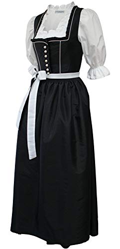 Kaiser Franz Josef Dirndl Festtracht Trachten-Kleid lang Sonderpreis! Balkonett Trachtenkleid Dirndlkleid mit Schürze Ballkleid Satin TAFT schwarz weiß glänzend Made in Austria, Größe:40 Cover