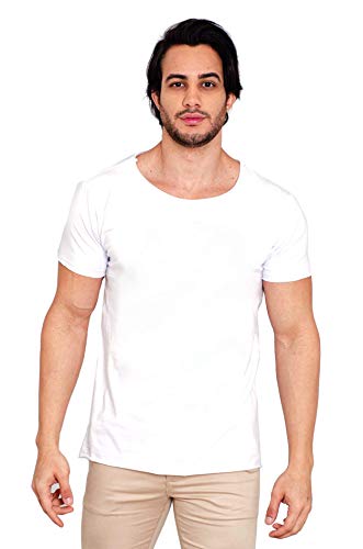 Kit com 2 Camisetas Basicas Lisas Gola Canoa Preto e Branco Masculina (M)