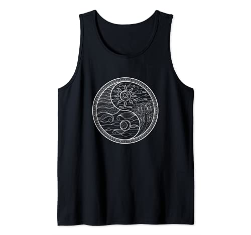 Yin Yang Símbolo Sol Y Luna Diseño Yinyang Meditación Yoga Camiseta sin Mangas