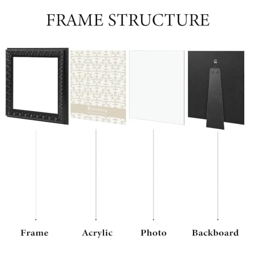 Image of VIOLABBEY 5x5 Picture Frame Antique Black, Vintage Photo Frame | Small Antique Ornate Frame, Square Frame for Wall or Tabletop Display, Classic Design for Home and Office Decor