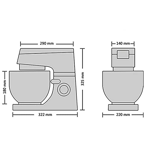 Küchenmaschine Knetmaschine, 1200 W Elektrischer Küchenmixer Mit 4,8 L Schüssel, Schneebesen, Teighaken, Schläger, LED… – Bild 3