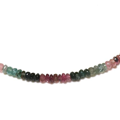 925 Sterling Silver Necklace With Natural Multi Color Tourmaline Gemstone 18” (Inch) Strand For Women And Girls, Modern And Designer 5 Mm Beads Necklace, Handmade Necklace For Women And Girls. #TOP1