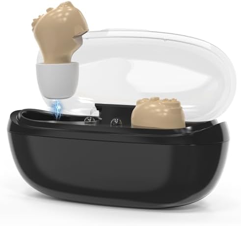 Hearing Aids for Seniors, Invisible Hearing Amplifiers with Noise Cancelling, Rechargeable Hearing Aids for Severe Hearing Loss Adults, Comfort In-ear Hearing Devices (black)