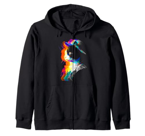 Minuet Colorido Gato Amante Dibujo Motivo Ilustración Sudadera con Capucha