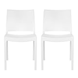 WestinTrends Playa Modern Polypropylene Stackable Plastic Patio Dining Chair (Set of 2), White