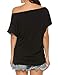 Poetsky Womens Tops and Blouses Short Sleeve Tops Summer T Shirts Casual Off The Shoulder Shirts, Black, M