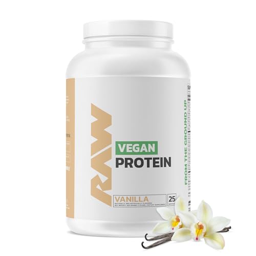 RAW Vegan Protein Powder, Vanilla - 20g of Plant-Based Protein Powder & Fortified with Vitamins for Muscle Growth & Recovery - Low-Fat, Low Carb, Naturally Flavored & Sweetened - 25 Servings