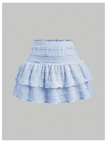 Women's Textured Lace Ruffle Layered Skirts High Waisted A Line Y2K Mini Skirt2