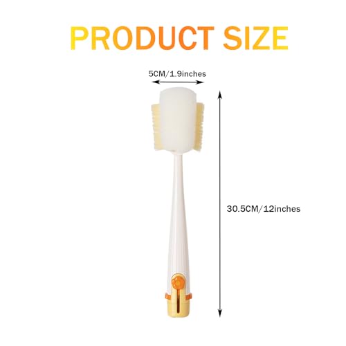 Image of 5 in 1 Long Handle Cup Cleaning Brush,Multifunctional Cup Lid Gap Cleaning Brush Set,Special Brush for Detachable Water Bottle,1 Piece,White.
