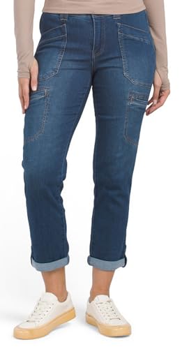Democracy High Rise Utility Cuffed Jeans, Blue Jeans, 4