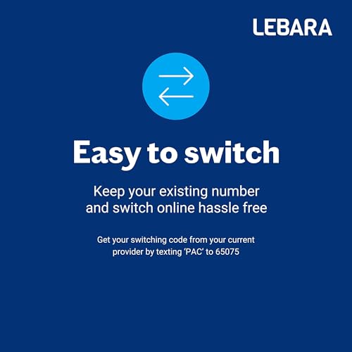 Lebara UK Pay As You Go SIM - 5 GB, 1000 minuter & 100 internationella