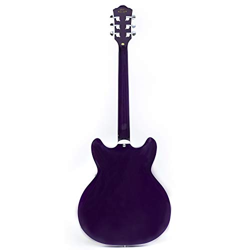 Grote Jazz Electric Guitar Semi-Hollow Body Trapeze Tailpiece Bridge Guitar Gig Bag (Purple) #TOP2