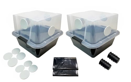 Growers Select 28Q Cube Mushroom Monotub Fruiting Chambers with Filter Disks and Liners (2 Pack)